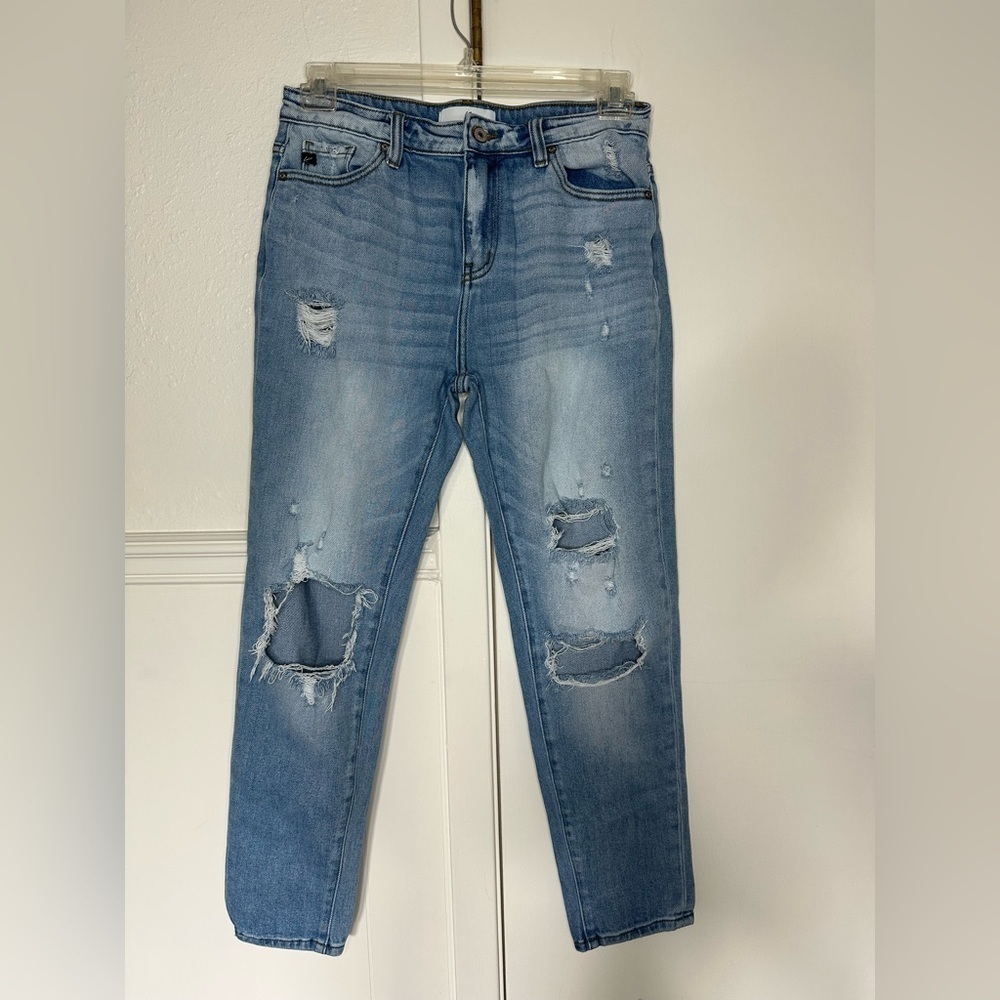 KanCan Blue Distressed Ankle Cropped Jeans size 7